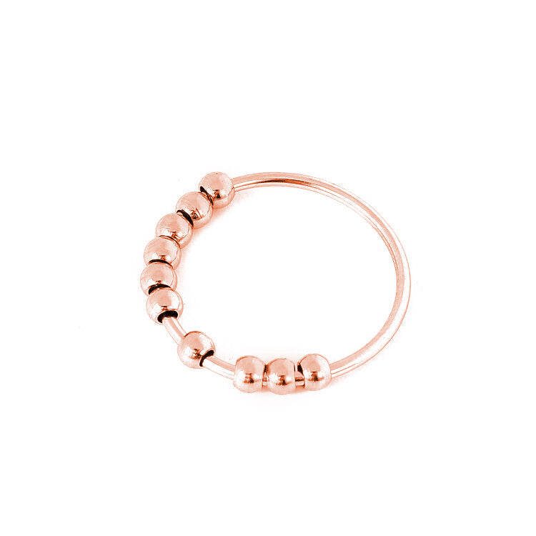 Bague Anti-Stress Femme – Acier Inoxydable & Perles Rotatives