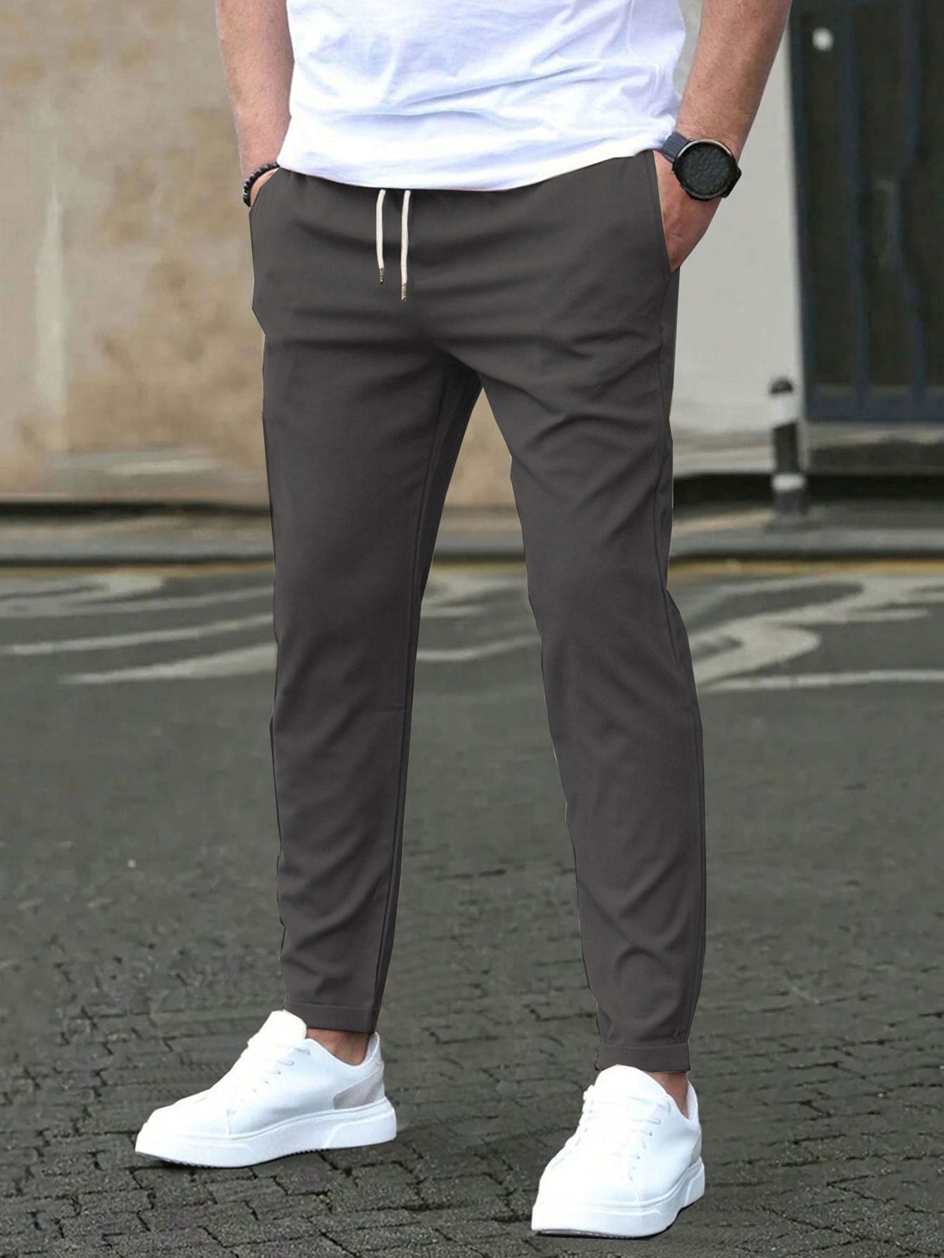 Pantalon homme ajusté casual – Coupe droite et tissu respirant