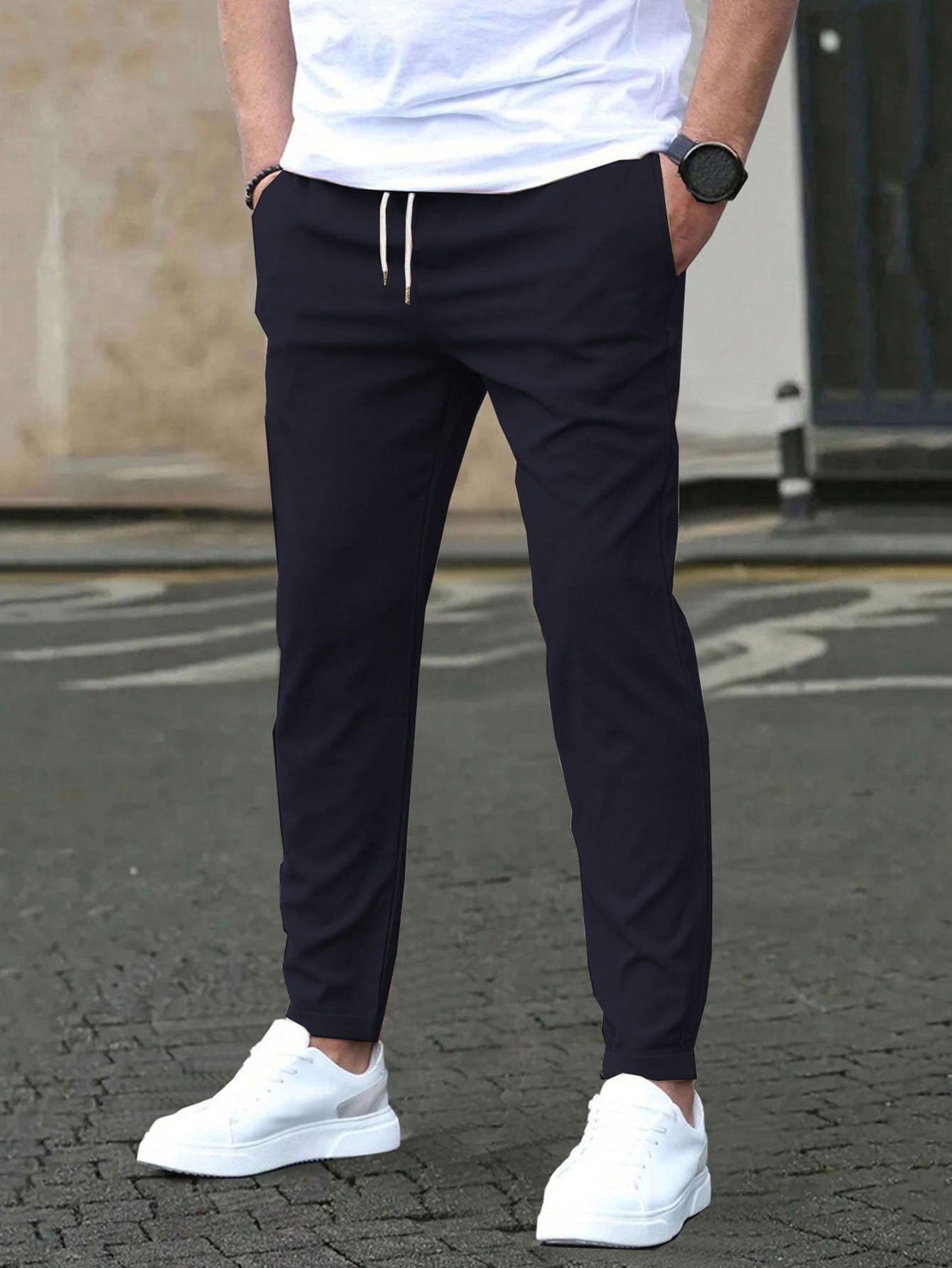 Pantalon homme ajusté casual – Coupe droite et tissu respirant