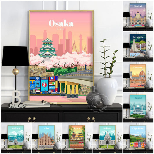 Affiche murale décorative – Villes du monde sur toile