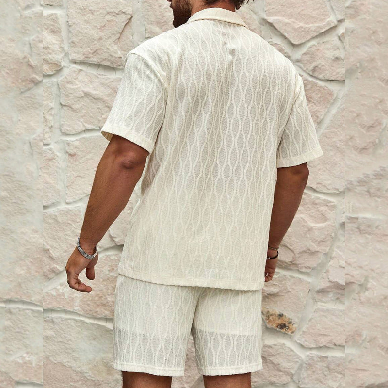 Ensemble homme d’été deux pièces – Chemise à col et short casual léger