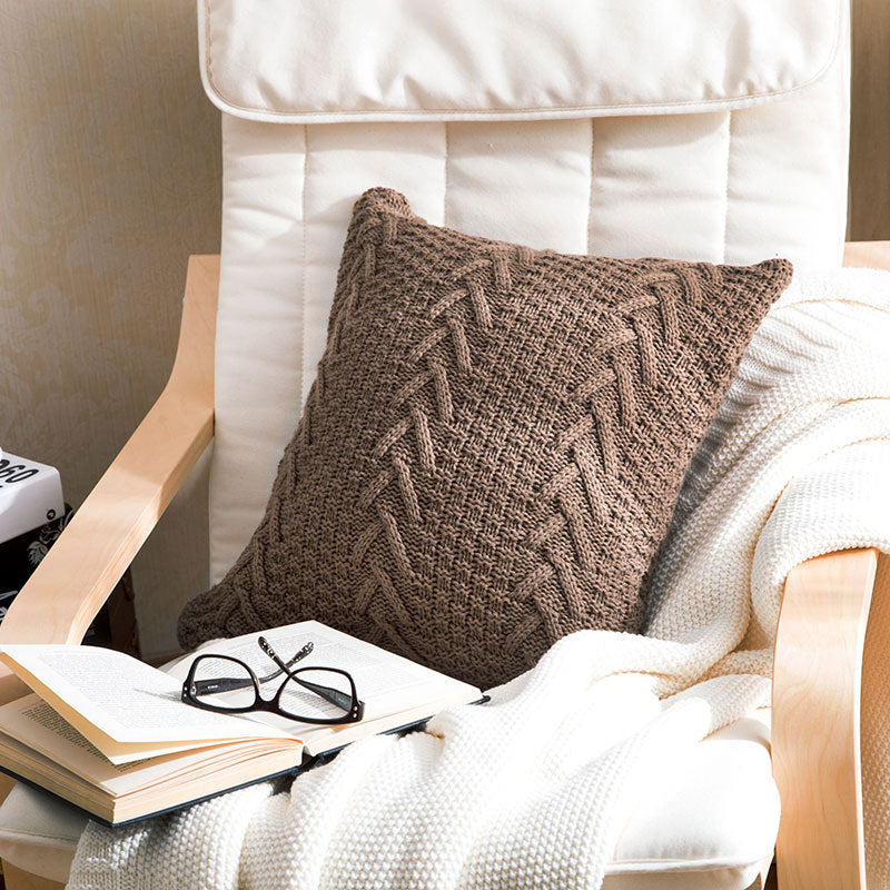 Housse Coussin Tricotée Épaisse – Style Cocooning 45x45cm