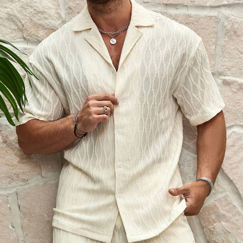Ensemble homme d’été deux pièces – Chemise à col et short casual léger