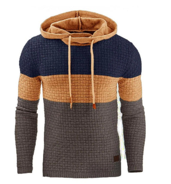Sweat à capuche jacquard homme – Style décontracté et chaud à manches longues