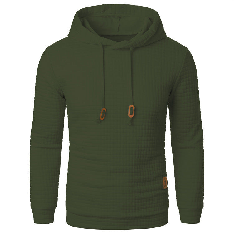 Pull jacquard homme – Sweat à capuche slim manches longues