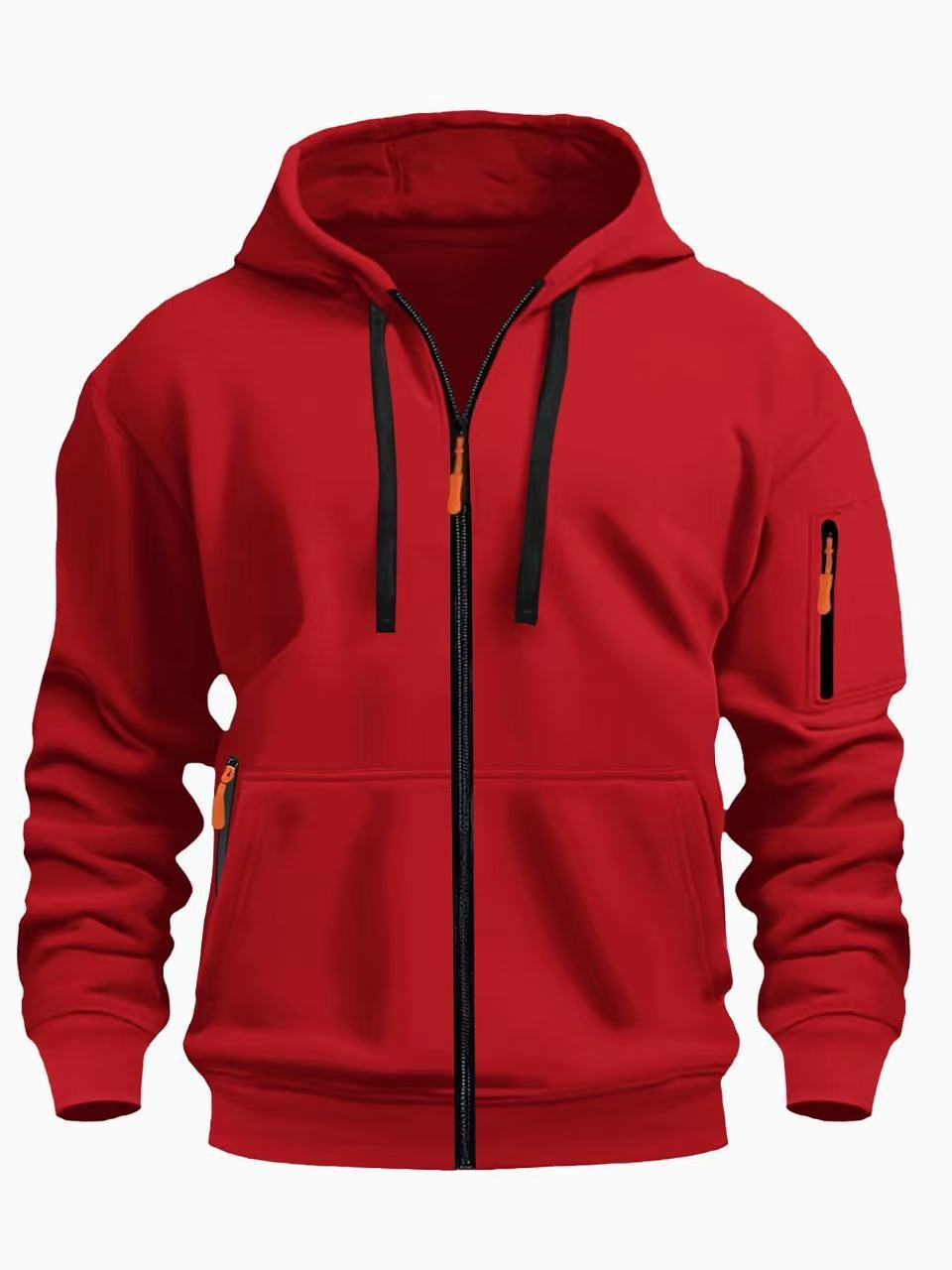 Sweat à capuche zippé homme – Cardigan doublé chaud et décontracté