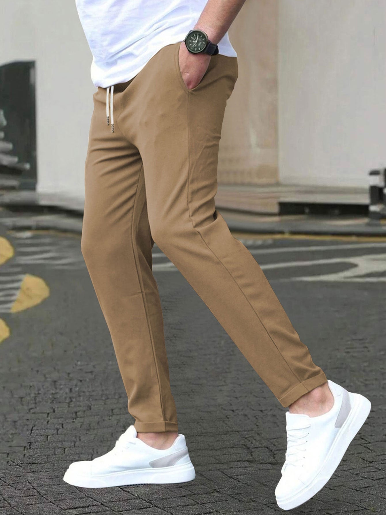 Pantalon homme ajusté casual – Coupe droite et tissu respirant