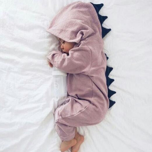 Pyjama à capuche dinosaure bébé – Coton doux à fermeture éclair