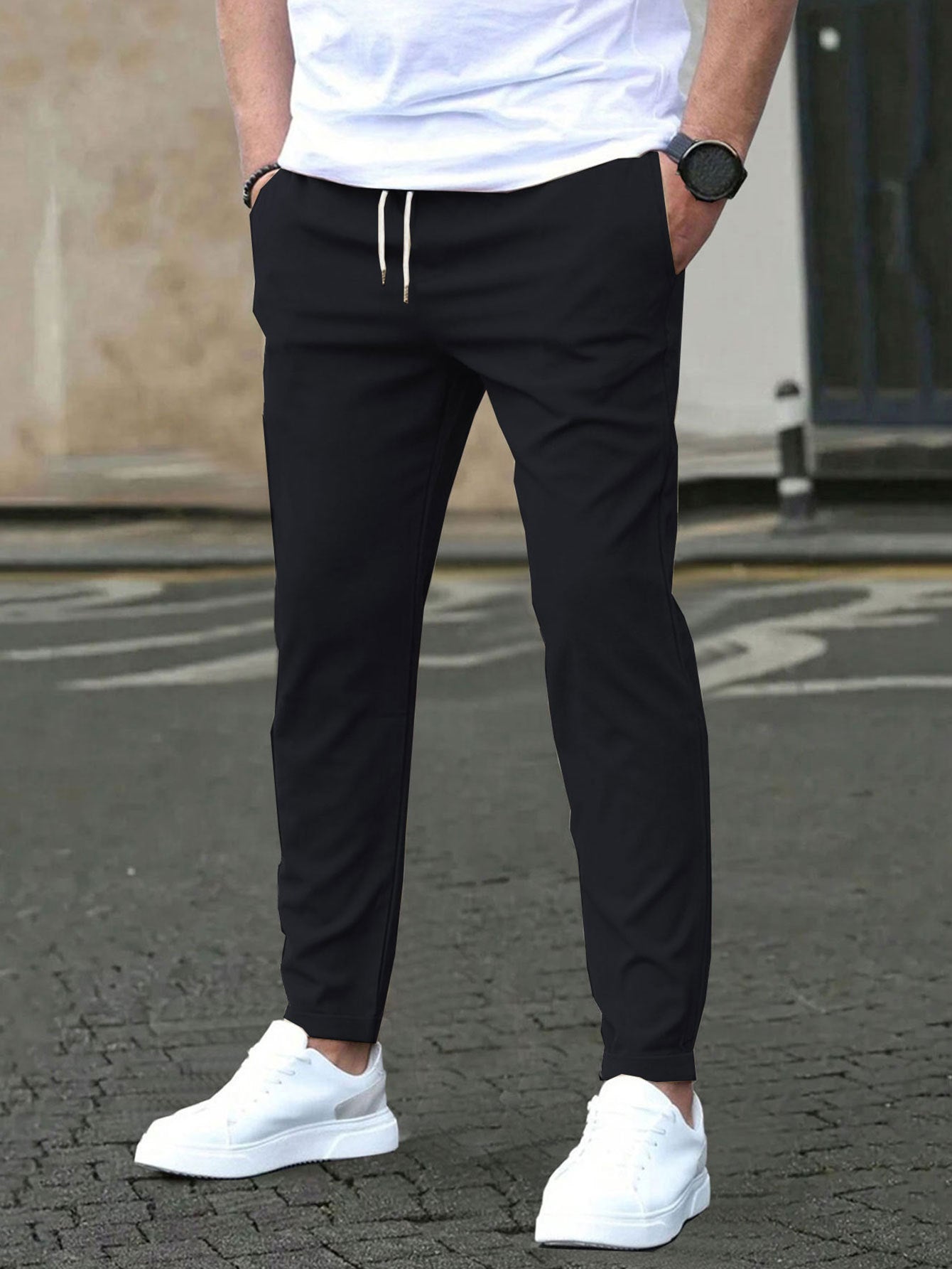 Pantalon homme ajusté casual – Coupe droite et tissu respirant