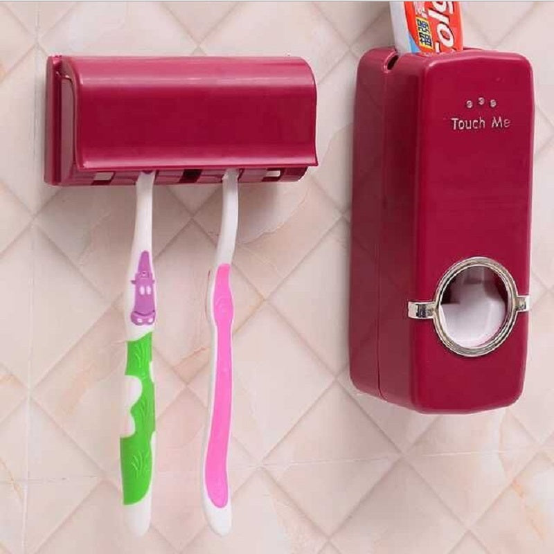 Support brosse à dents et distributeur de dentifrice rouge