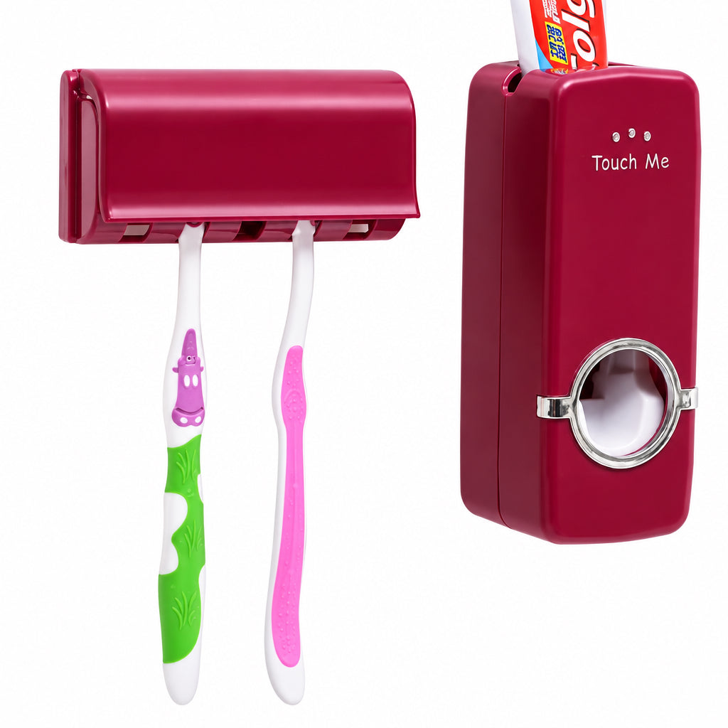 Support brosse à dents et distributeur de dentifrice rouge