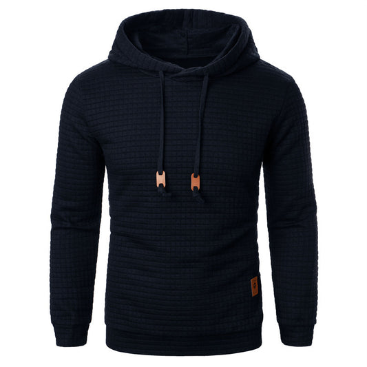 Pull jacquard homme – Sweat à capuche slim manches longues