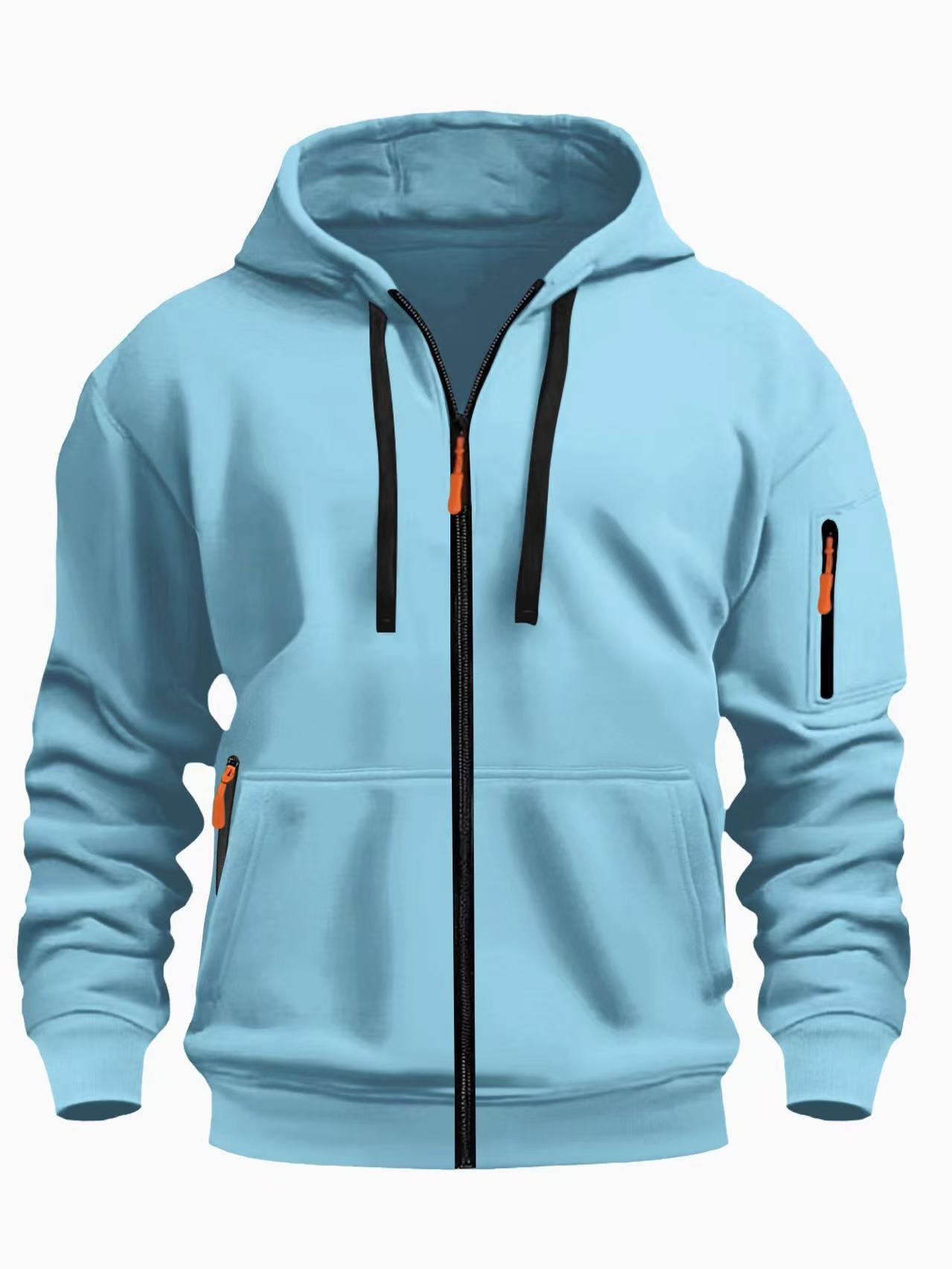 Sweat à capuche zippé homme – Cardigan doublé chaud et décontracté
