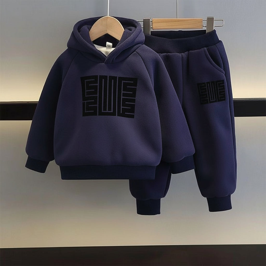 Ensemble Hiver Enfant Épais en Polaire – Sweat à Capuche + Pantalon