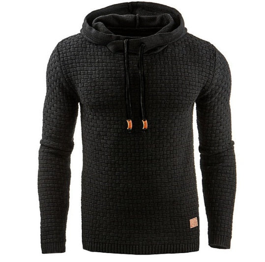 Sweat à capuche jacquard homme – Style décontracté et chaud à manches longues