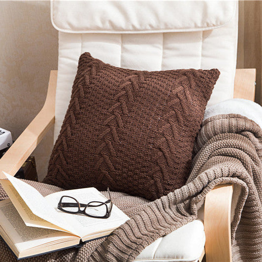 Housse Coussin Tricotée Épaisse – Style Cocooning 45x45cm