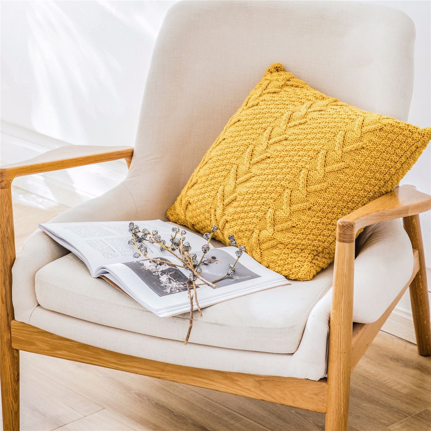 Housse Coussin Tricotée Épaisse – Style Cocooning 45x45cm