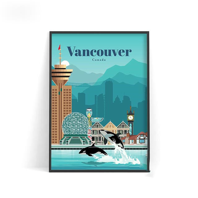 Affiche murale décorative – Villes du monde sur toile