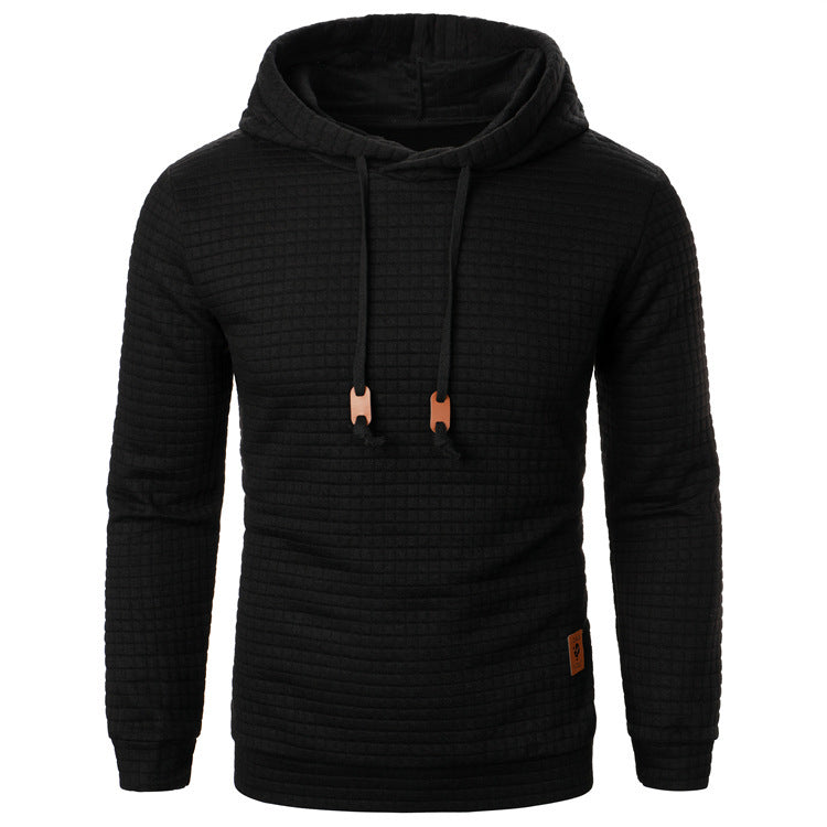 Pull jacquard homme – Sweat à capuche slim manches longues