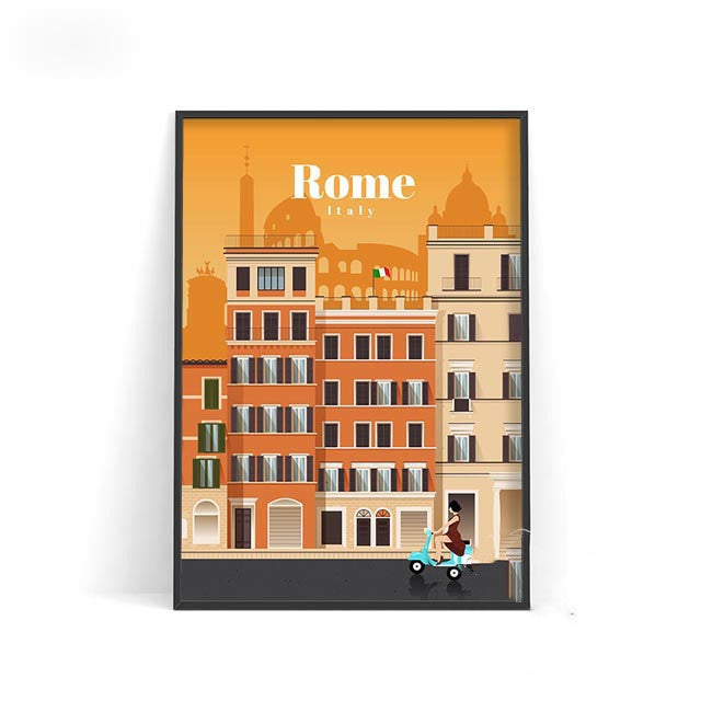 Affiche murale décorative – Villes du monde sur toile