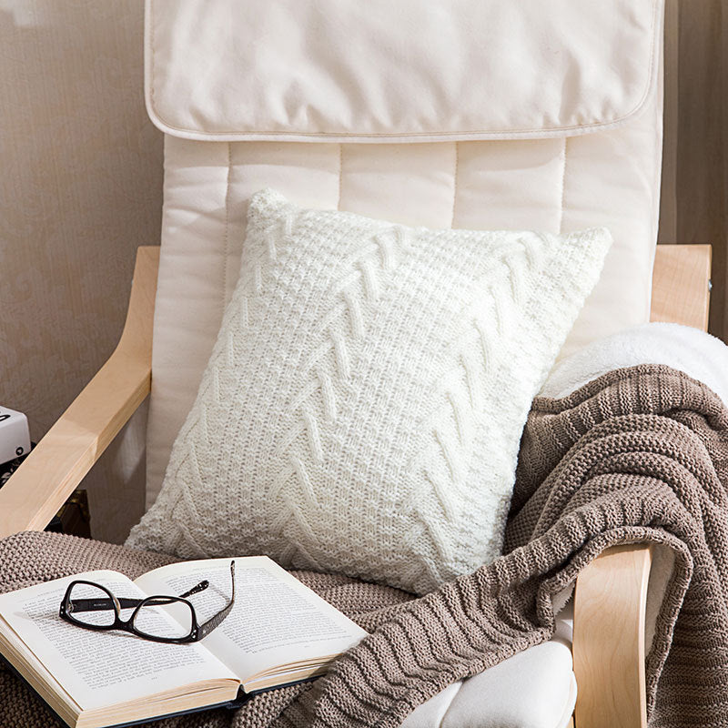 Housse Coussin Tricotée Épaisse – Style Cocooning 45x45cm