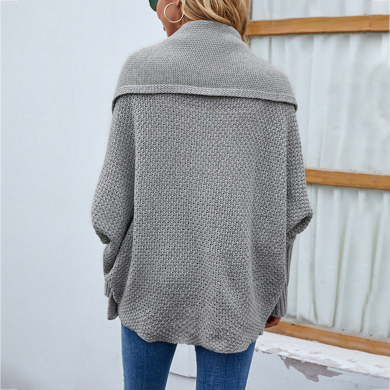 Cardigan oversize en maille – couleur unie, manches chauve-souris (S–XL)