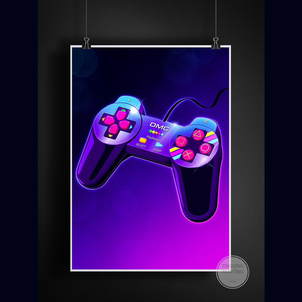 Poster néon manette
