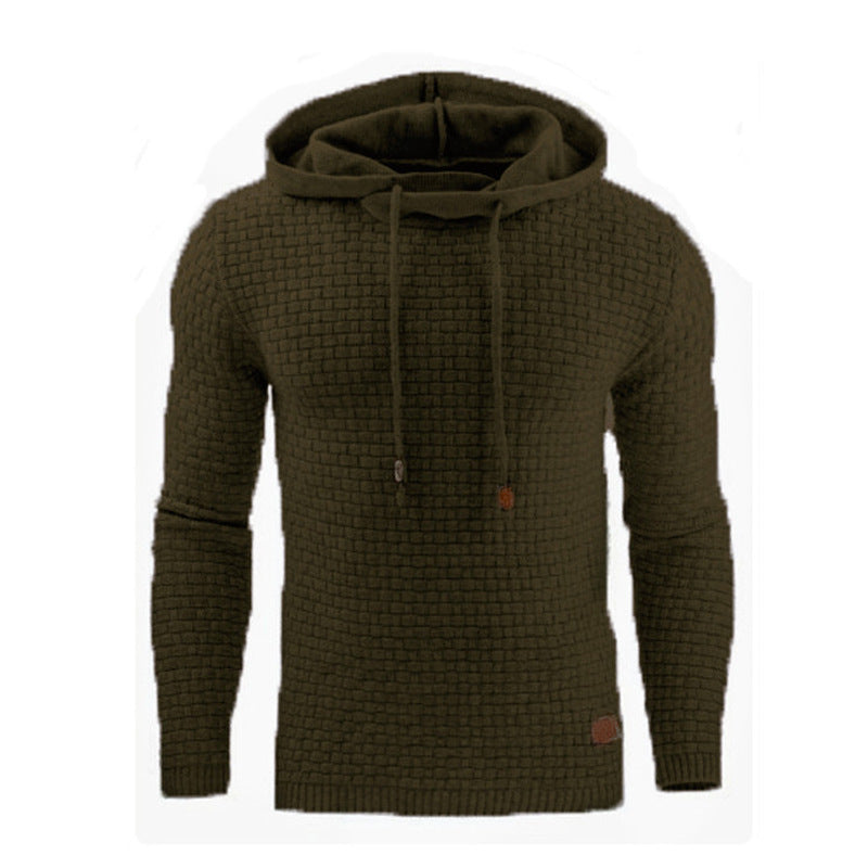 Sweat à capuche jacquard homme – Style décontracté et chaud à manches longues