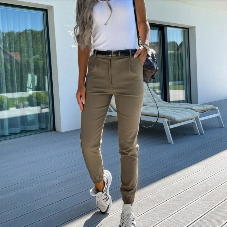 Pantalon femme taille haute – coupe slim avec poches (S–XXL)