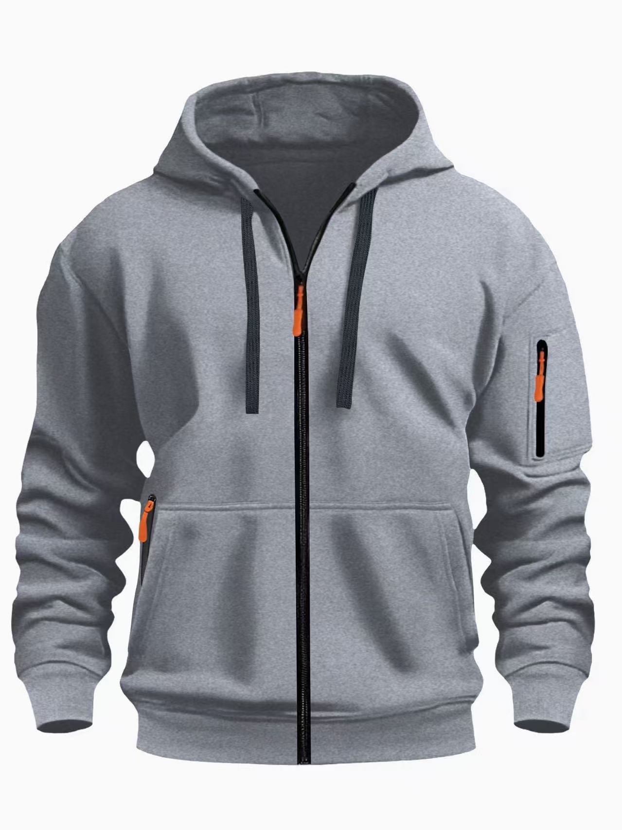 Sweat à capuche zippé homme – Cardigan doublé chaud et décontracté
