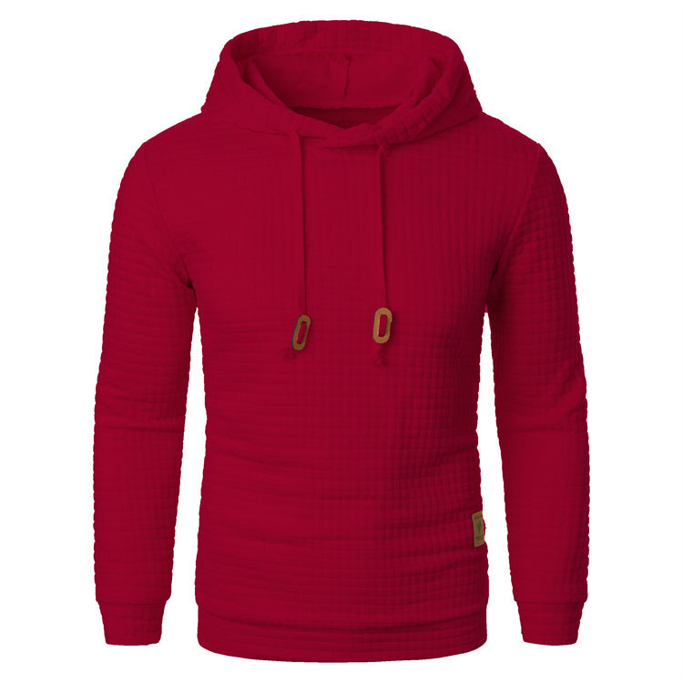 Pull jacquard homme – Sweat à capuche slim manches longues