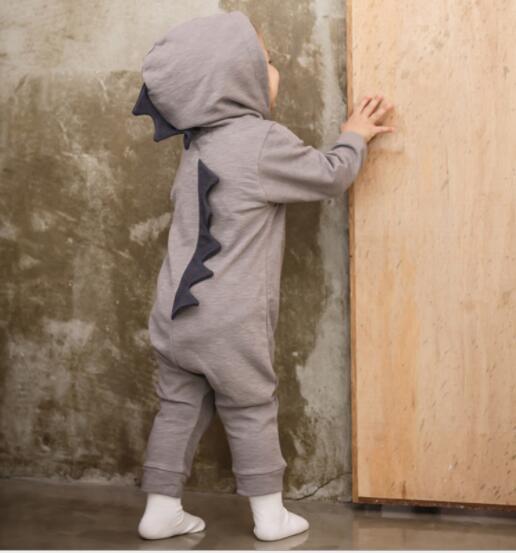 Pyjama à capuche dinosaure bébé – Coton doux à fermeture éclair
