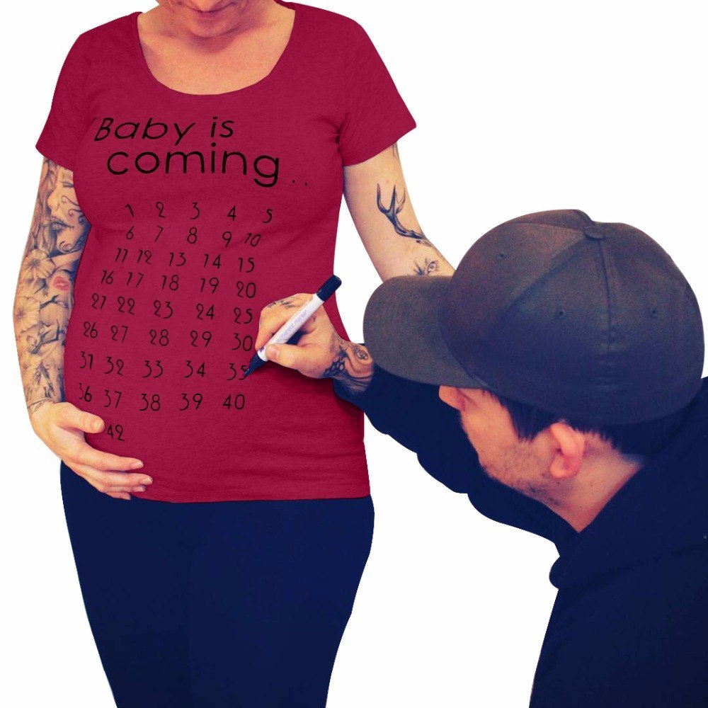 T-shirt Grossesse "Baby Is Coming" – Coupe Confortable
