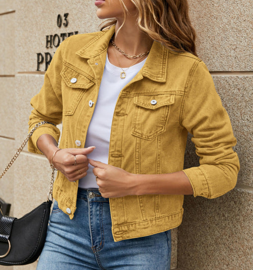 Veste en jean femme – coupe slim à col classique (S–XXL)