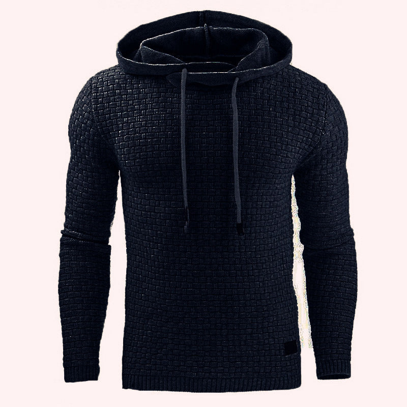 Sweat à capuche jacquard homme – Style décontracté et chaud à manches longues