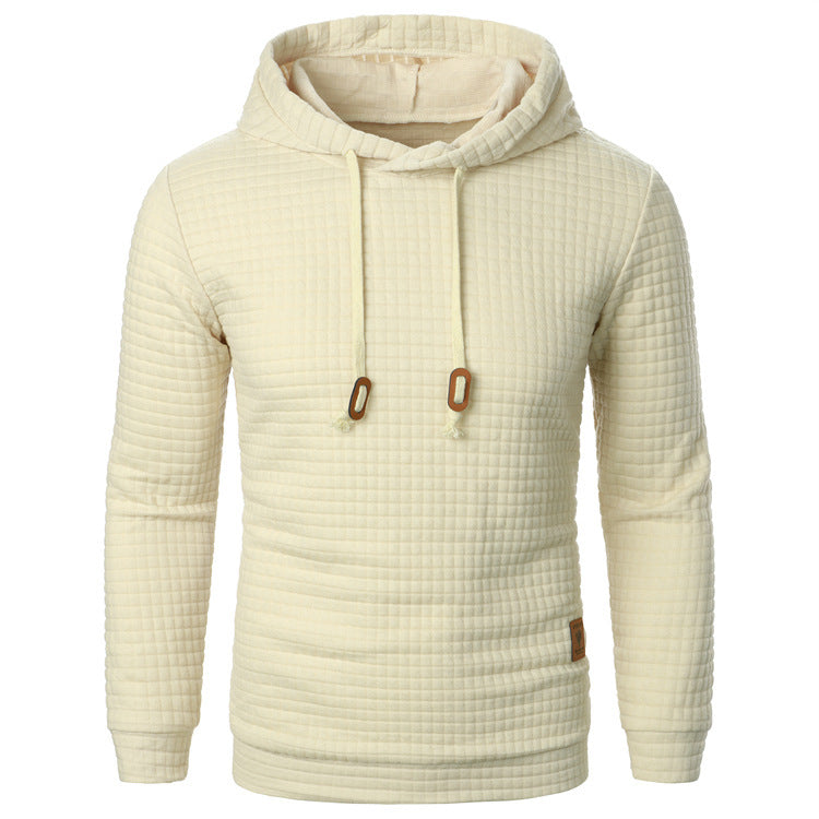 Pull jacquard homme – Sweat à capuche slim manches longues