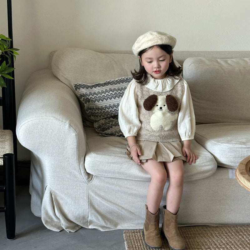 Ensemble fille – gilet & jupe coréen