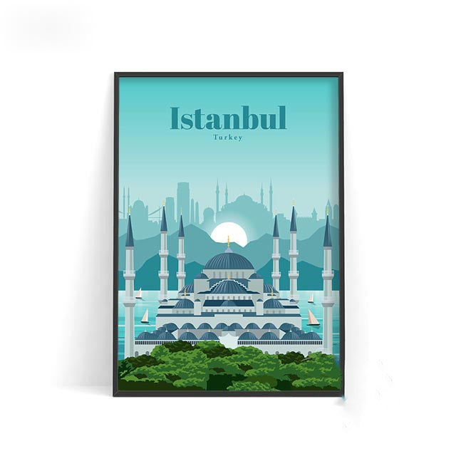 Affiche murale décorative – Villes du monde sur toile