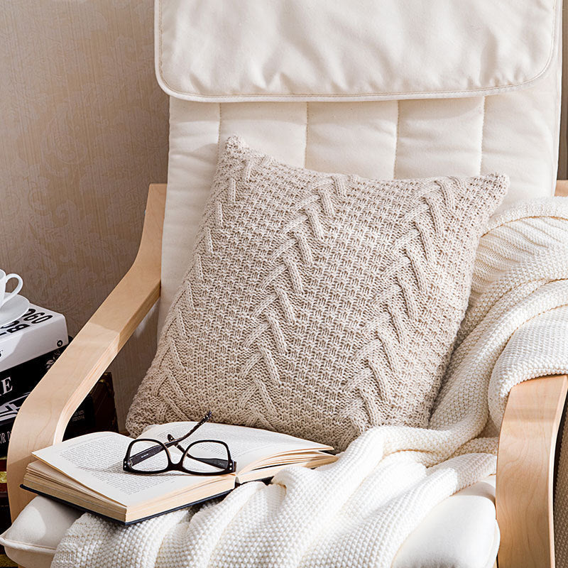 Housse Coussin Tricotée Épaisse – Style Cocooning 45x45cm