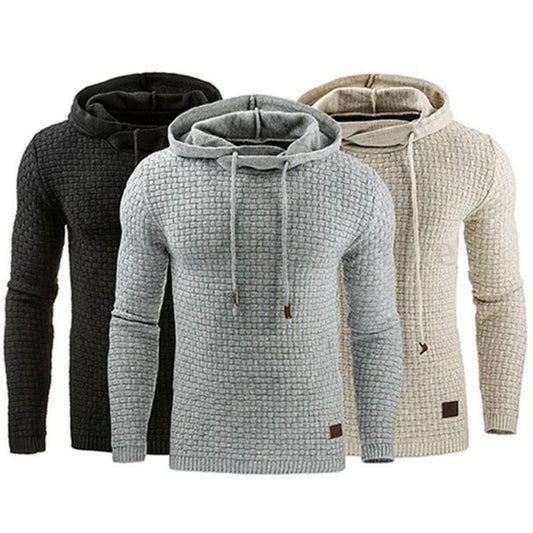 Sweat à capuche jacquard homme – Style décontracté et chaud à manches longues