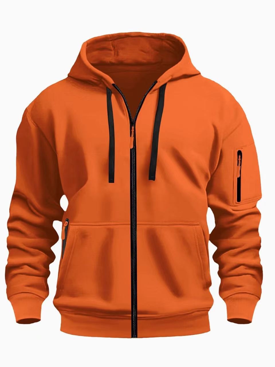 Sweat à capuche zippé homme – Cardigan doublé chaud et décontracté