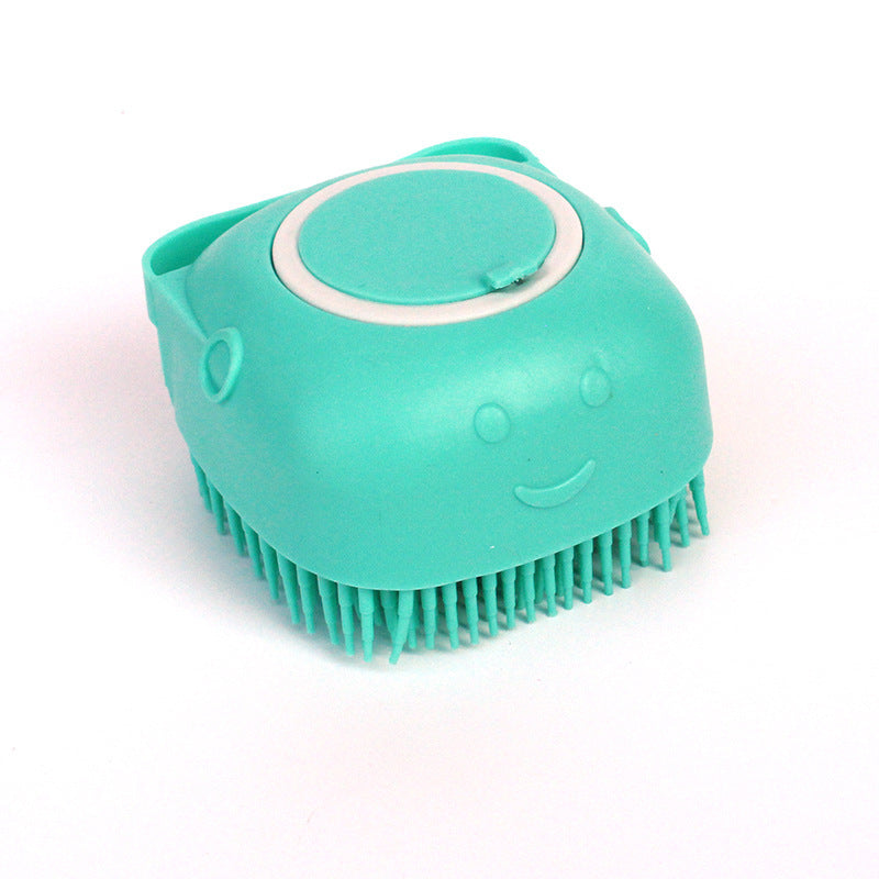Brosse de bain et massage en silicone pour chien et chat – avec réservoir à shampoing