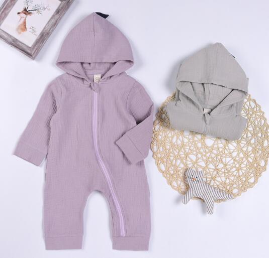 Pyjama à capuche dinosaure bébé – Coton doux à fermeture éclair