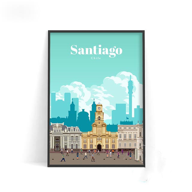 Affiche murale décorative – Villes du monde sur toile