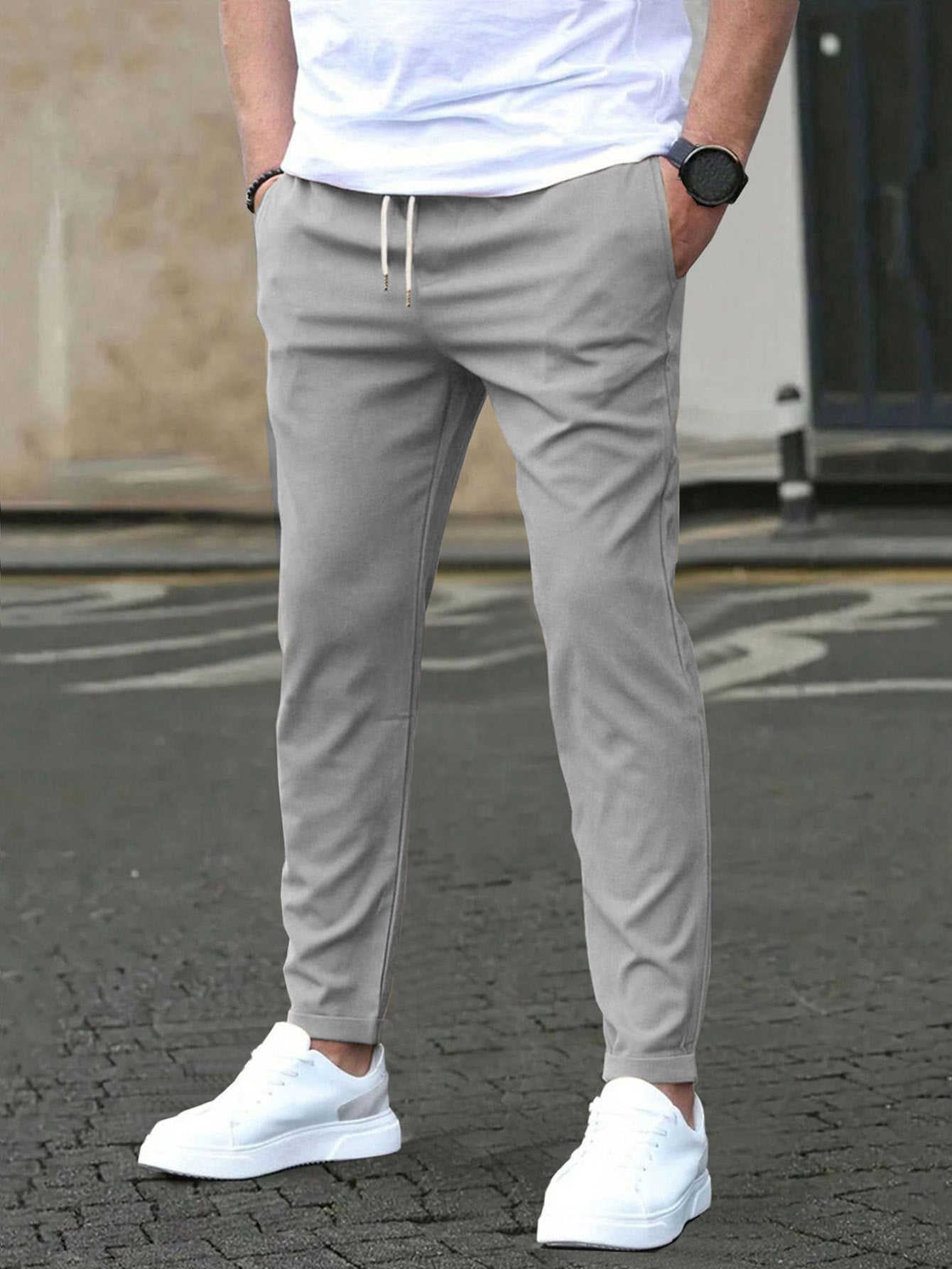 Pantalon homme ajusté casual – Coupe droite et tissu respirant