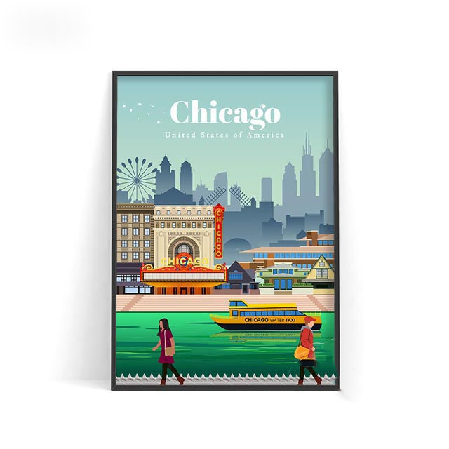 Affiche murale décorative – Villes du monde sur toile