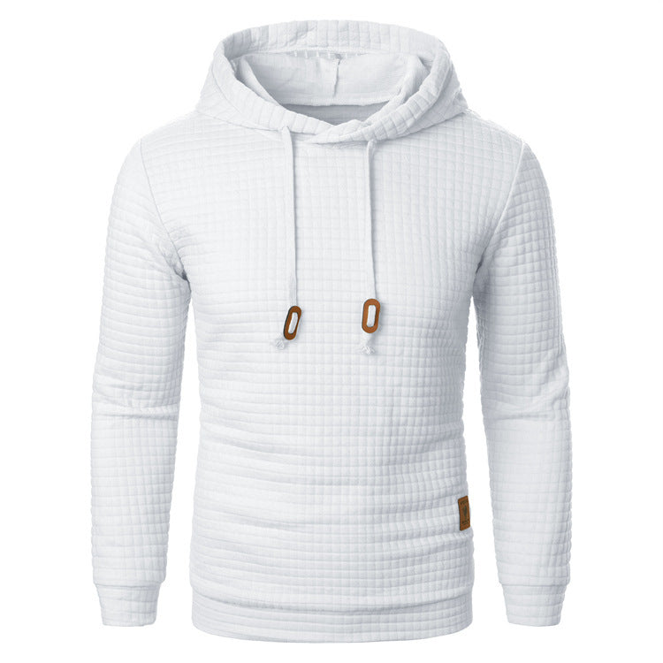 Pull jacquard homme – Sweat à capuche slim manches longues