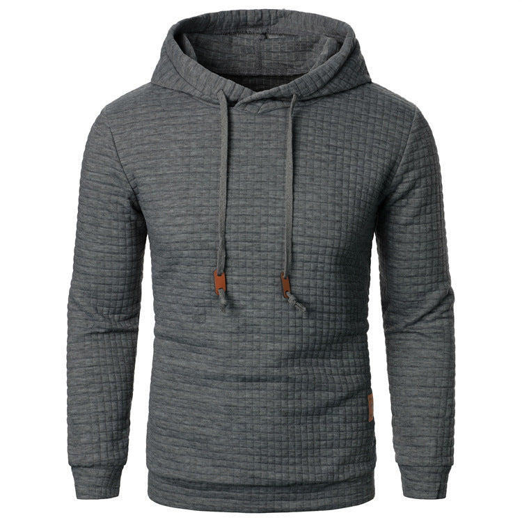Pull jacquard homme – Sweat à capuche slim manches longues