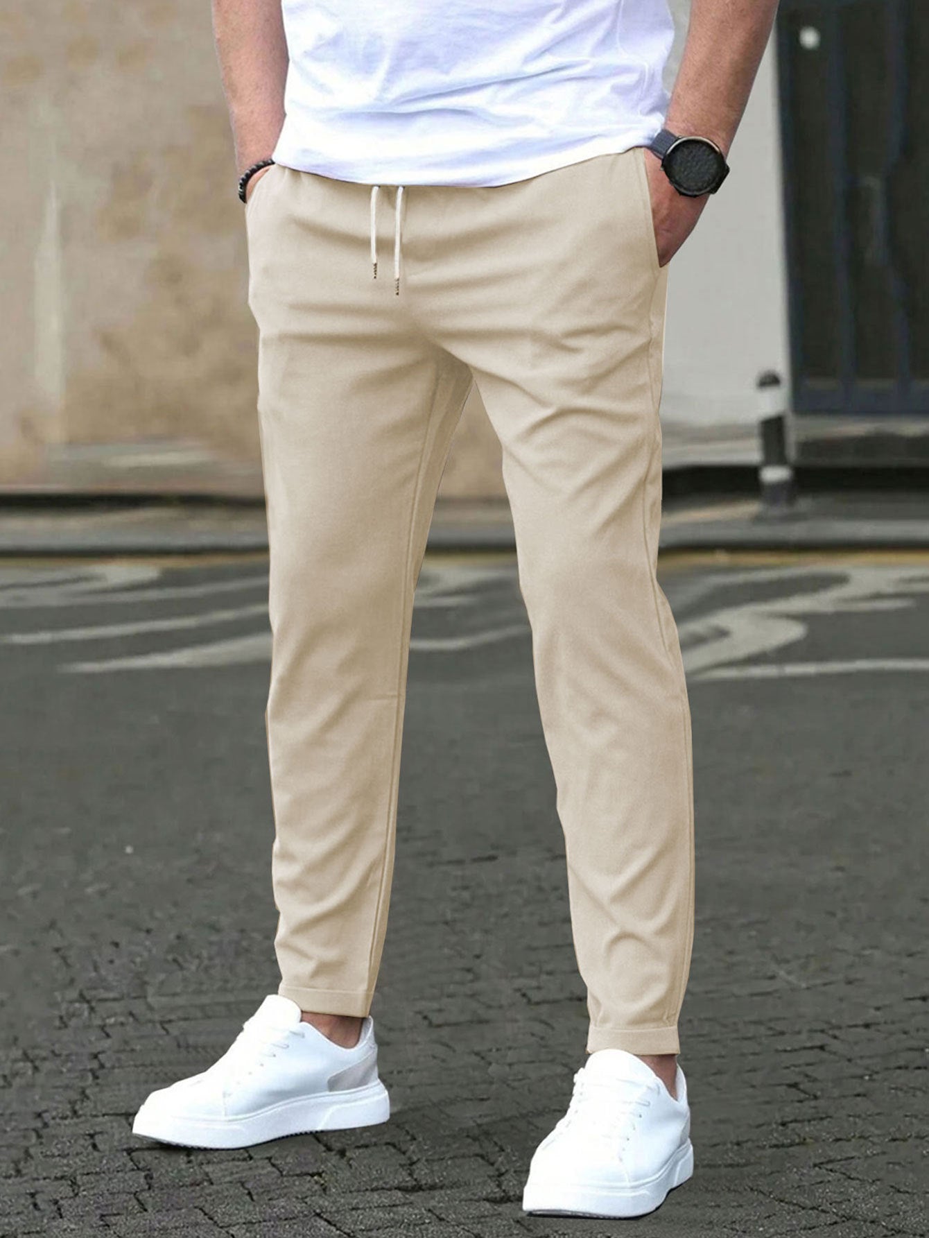 Pantalon homme ajusté casual – Coupe droite et tissu respirant