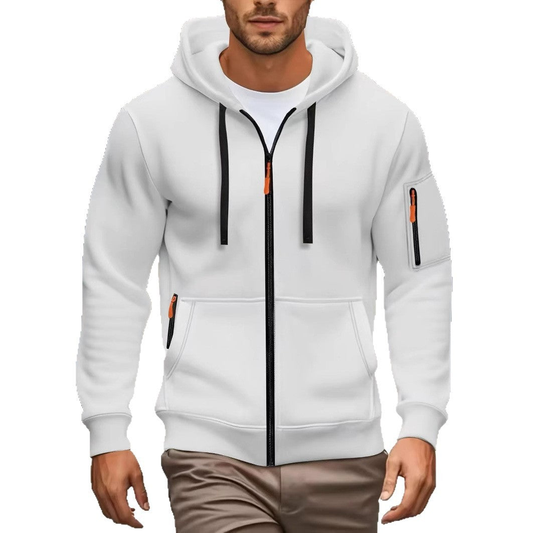 Sweat à capuche zippé homme – Cardigan doublé chaud et décontracté